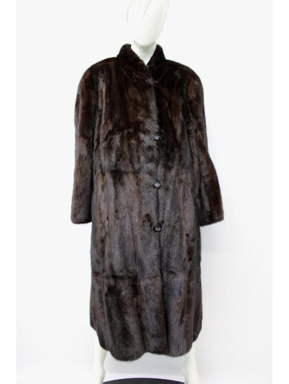 Excellent Dark Ranch Mink Fur Reversible Coat Jacket Women Woman Size 12 Large